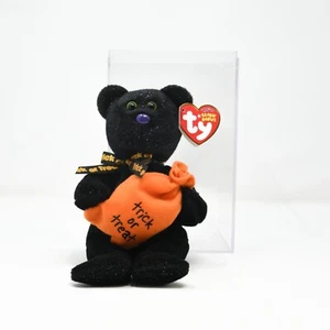 The Beanie Babies Collection Black Orange Trickster Birthday Bear June 13 2008 - Picture 1 of 9