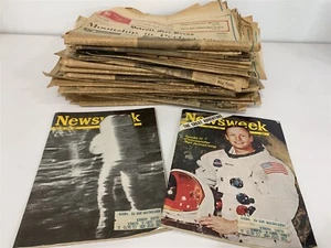Large Collection 1969 Apollo 11 Moon Landing Newspaper Detroit Free Press News - Picture 1 of 10