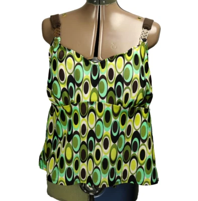 Sujetador inalámbrico incorporado sin mangas con estampado de círculos y puntos Merona verde 22 W Foto 1 de 4