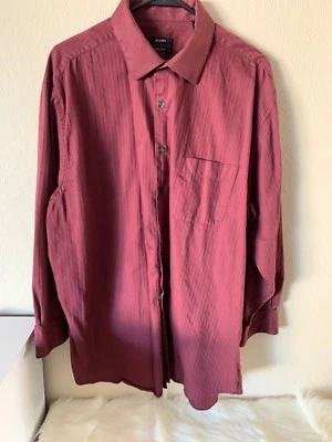 Alfani Burgandy Mens Button Down Long Sleev X-Large 17 1/2 32-33 100% Cotton - Image 1 of 4