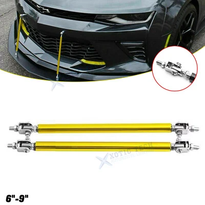 Gold Alloy 6''-9'' Front Bumper Lip Splitter Strut Rod Tie Bars For Chevy Camaro - Image 1 of 4