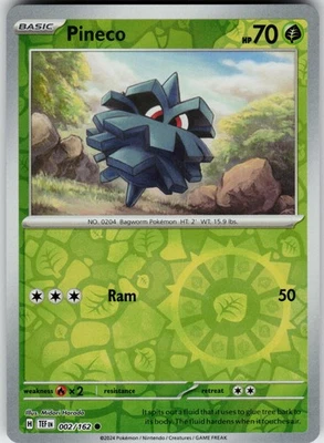 Pokemon Pineco 002/162 SV05: Temporal Forces NM Reverse Holo card - Image 1 of 2