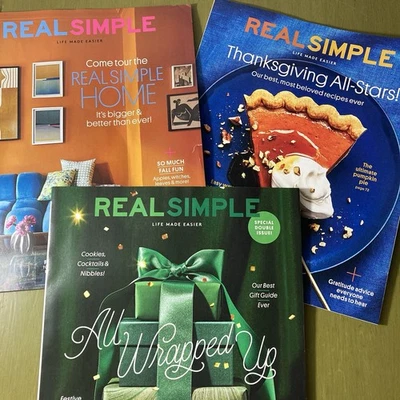 Lot of 3 Real Simple Magazine Oct Nov Dec 2024 Halloween Thanksgiving Christmas - Image 1 of 4