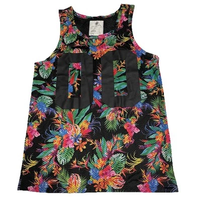 Camiseta sin mangas On the Byas para hombre pequeña negra multicolor con estampado floral #00 Foto 1 de 4