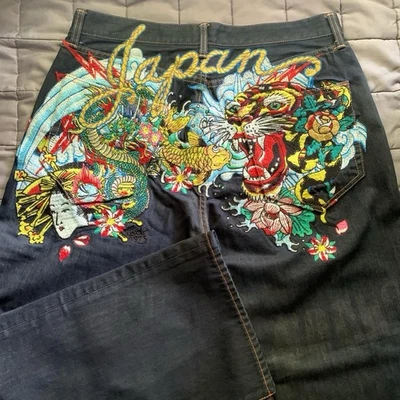 Ed Hardy Embroideredjapan Jeans 38x32 - Image 1 of 4