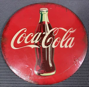 12" rotes Coca-Cola rundes Knopfschild abgenutzt neu versiegelt - Bild 1 von 6