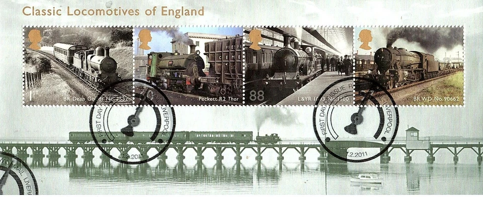 GB 2011 - Locomotoras clásicas de Inglaterra - Mini hoja - Muy fina usada Foto 1 de 1