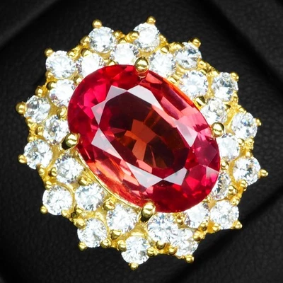 Rari anelli fatti a mano in argento sterling 925 zaffiro arancione alba misura 6 - Immagine 1 di 4