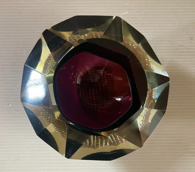 Cendrier vide poche forme diamant verre sommerso Murano Italy XX 60 70 - Photo 1/4