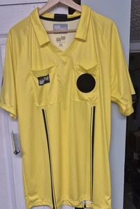 Official Sports USSF Referee Shirt Mens Large Yellow Soccer Futbol Badge - Picture 1 of 8