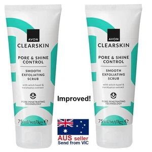 2 x Avon Clearskin Pore & Shine Control Exfoliating Scrub 75ml FREE SHIPPING - Picture 1 of 4