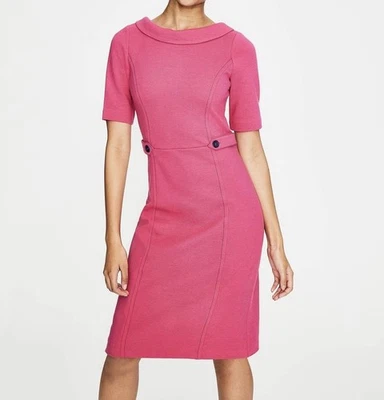 Boden Women’s Betty Ottoman Dress Size 10 R Hot Pink Stretch Lined Knee Short Sl - Image 1 of 4
