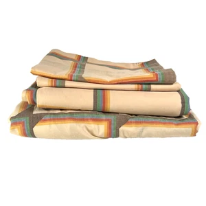 Vintage Martex komplettes Laken Set Regenbogen Streifen Quadrate 70er 80er - Mängel - Bild 1 von 12