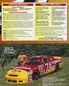 Johnny Benson Autographed Signed 8x10 Hero Photo Card - NASCAR Racing - w/COA - Picture 1 of 2