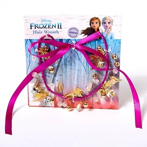 Disney Frozen Hair Wreath Purple Frozen II Anna Gold Leaf Accents New Free Ship - Picture 1 of 5