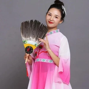 Peacock Feather Fan Kids Feather Handle Fan Handheld Fan Party Cosplay Craft DIY - Picture 1 of 26