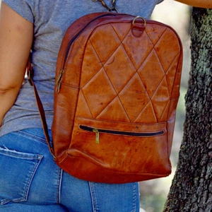 Mochila unisex de cuero piel auténtica resistente de moda diseño maleta calidad - Imagen 1 de 12