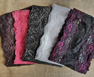 Set 10 Yards 6" - 7" breit Stretch Spitze schwarz weiß braun koralle h167 - Bild 1 von 6