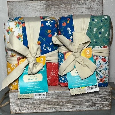 Set Of 2 The Pioneer Woman Floral Patchwork Quilted King Size Pillow Shams 4 Cts - Image 1 of 4