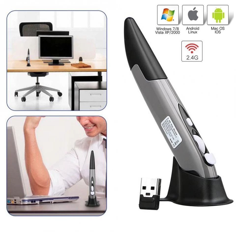 Wireless Pen Mouse 2.4GHZ USB Optical Pen Mouse Handwriting Mini Mice for Laptop - Image 1 of 4