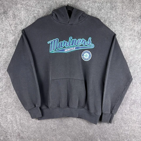 Seattle Mariners Sweater Mens Large Black Hoodie Sweatshirt Vintage Lee Sports Cover