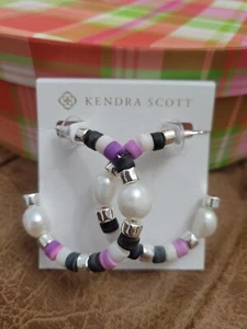 KENDRA SCOTT Rachel Purple Howlite Pearl Mix Hoop Earrings NWT - Picture 1 of 5
