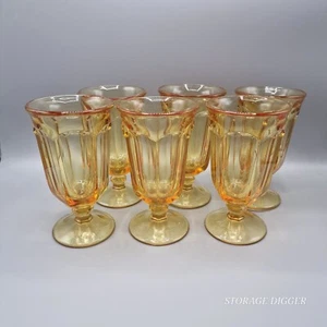 Vintage Imperial Glass Old Williamsburg Iced Tea Goblets 6.5" Marigold Set of 6 - Picture 1 of 10