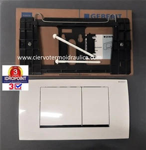 GEBERIT 115.899.KJ.1 PLACCA COMANDO TWINLINE30 - 2 PULSANTI BIANCHI BORDO CROMO - Foto 1 di 5