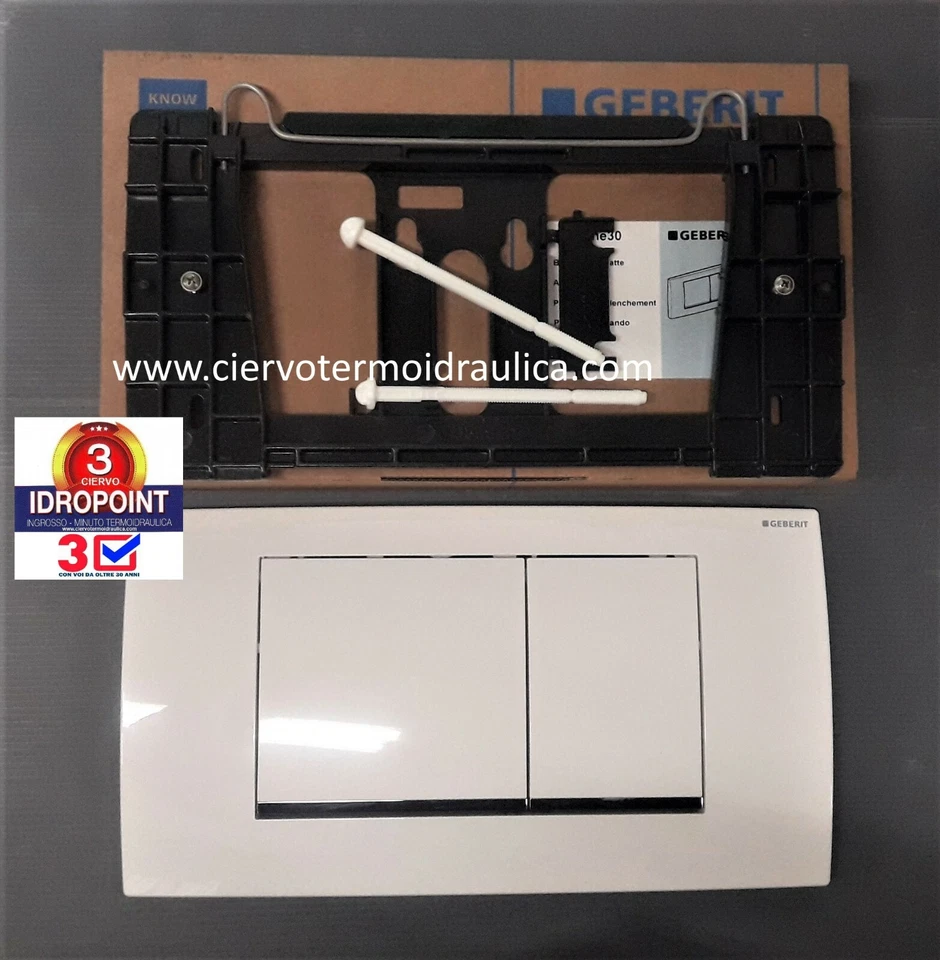 GEBERIT 115.899.KJ.1 PLACCA COMANDO TWINLINE30 - 2 PULSANTI BIANCHI BORDO CROMO - Immagine 1 di 4