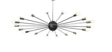 Mid Century Design Brass Sputnik chandelier light Fixture 18 Arms Chrome Lights