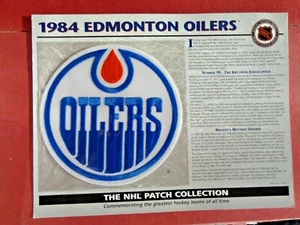 DE COLECCIÓN NHL HOCKEY 1984 Parche de la Colección Edmonton Oilers con Tarjeta de Estadísticas de la Historia - Imagen 1 de 4
