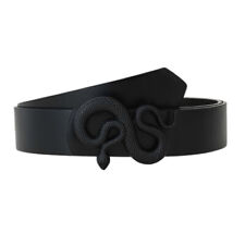 Classic women’s black snake buckle adjustable solid belt thin waistband