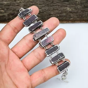 925 Silver Jewelry African Ruby Electroformed Handmade Chain Bracelet Party Wear - Picture 1 of 4