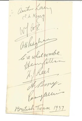 1937 British Ryder Cup Team signed Page JSA LOA  Whitcombe Allis Cotton Cox C382 - Image 1 of 4