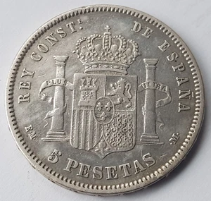 Moneda de plata 5 Pesetas Alfonso XII EM-M España 1878 - Imagen 1 de 4
