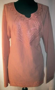 EMBROIDERED COTTON TOP KURTA YOGA TUNIC plas size 3 XL 46 - Picture 1 of 2