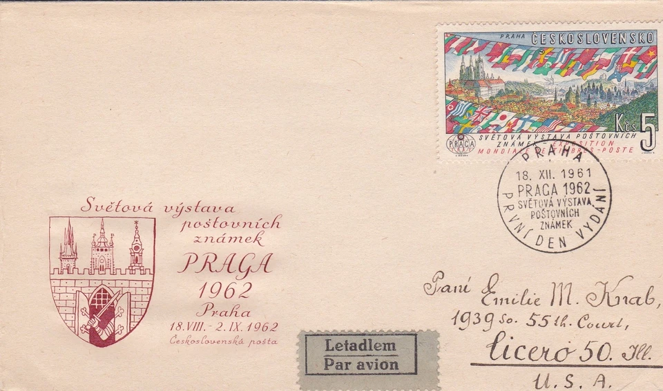 CHECOSLOVAQUIA 1962 PRIMER DÍA CUBIERTA/BANDERAS Foto 1 de 2