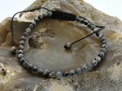 Gemstone Men's Women's Macrame Beaded Bracelet 6mm Labradorite beads - Image 1 of 3