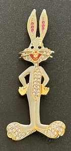 1988 Signed Warned Bros Bugs Bunny Pin With Crystal Accents - Photo 1/3