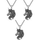 3 Pieces Chain with Pendant Mens Silver for Boy Necklace Zodiac Women's