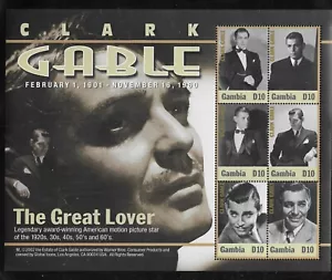 MNH Gambia Clark Gable Stamp The Great Lover Souvenir Sheet Sc# 2779 Movie Star - Picture 1 of 1