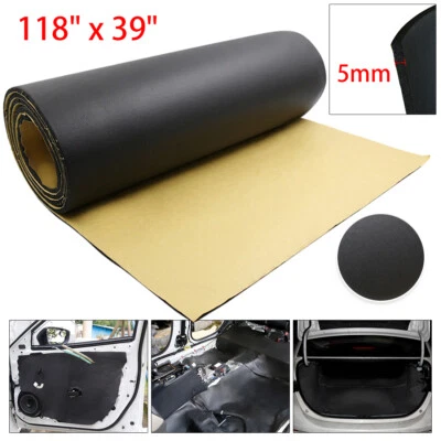 Alfombrilla amortiguadora de aislamiento acústico para puerta trasera negra para automóvil 197 mil 5 mm 32,29 pies cuadrados 118" x 40" Foto 1 de 4