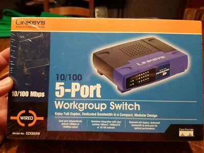 (NEW) Linksys 5 Port Workgroup Switch 10/100 (EZXS55W) Factory Sealed - Image 1 of 4
