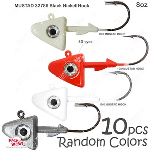 10 piezas Pez WOW Color Aleatorio 8oz Shad Jig Head 32786 MUSTAD Negro Níquel 10/0 Gancho - Imagen 1 de 12