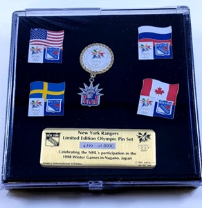 NY Rangers Limited Edt 1998 Winter Olympic Pin Set Nagano Japan 6777/8000 sealed - Picture 1 of 2
