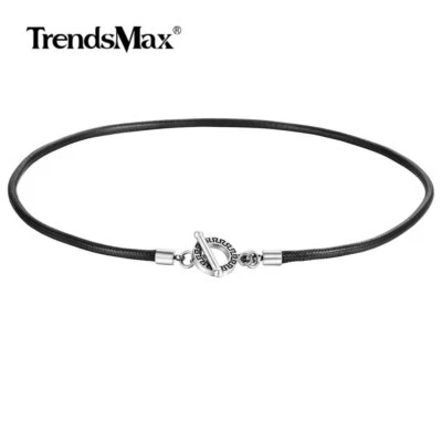 Gargantilla collar cuerda cuero trenzado hecho por el hombre 4 mm hombres mujeres palanca joyería 18-22 Foto 1 de 4