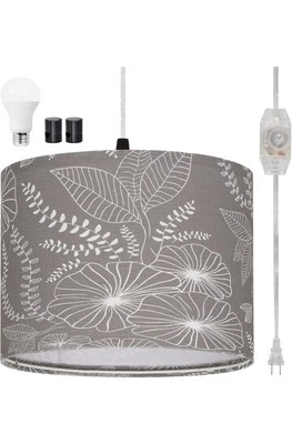 Plug in Pendant Light, Hanging Light with Plug in Cord with Dimmable Flower GREY - Image 1 of 4