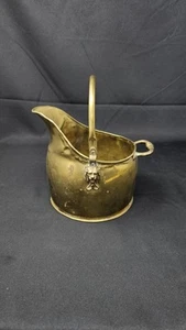 Vintage Brass Coal Scuttle Bucket Planter Lions Head Victorian Distressed Metal - Picture 1 of 9