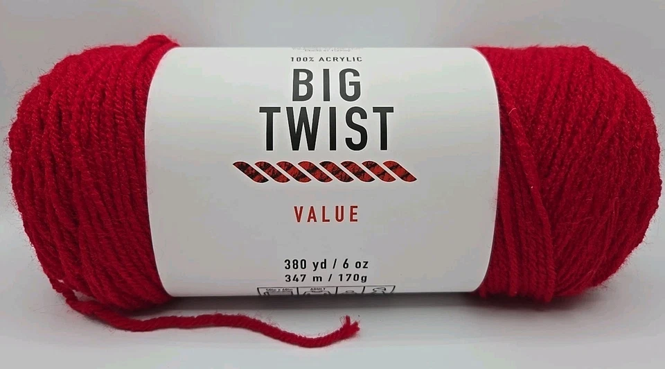 Big Twist Yarns Value Acrylic 380 Yds 6 Oz 170 G Deep Red