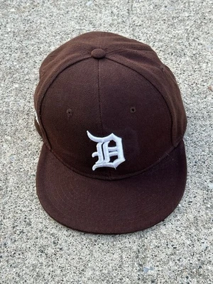 Detroit Tigers KDB Premium Headwear Fitted Hat Size 7 1/4 Brown Old English D - Image 1 of 4